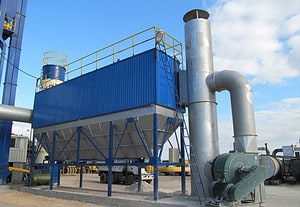 New large top-load pulse jet baghouse installed by Baghouse.com equipped to handle high temperatures, preventing issues such as dust sticking, enhancing cleaning efficiency, and minimizing fire and explosion risks.