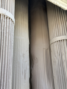 Blinded pleated filters with a thick dust cake