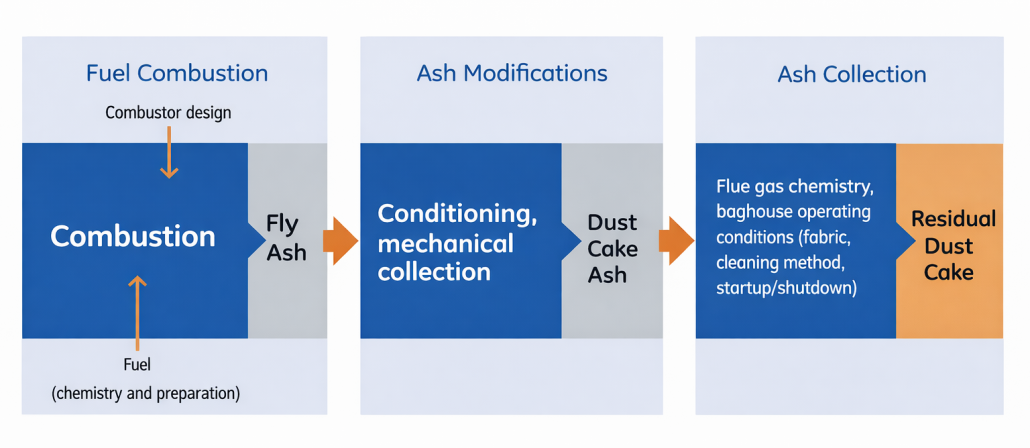 Factors influencing dust cake characteristics.